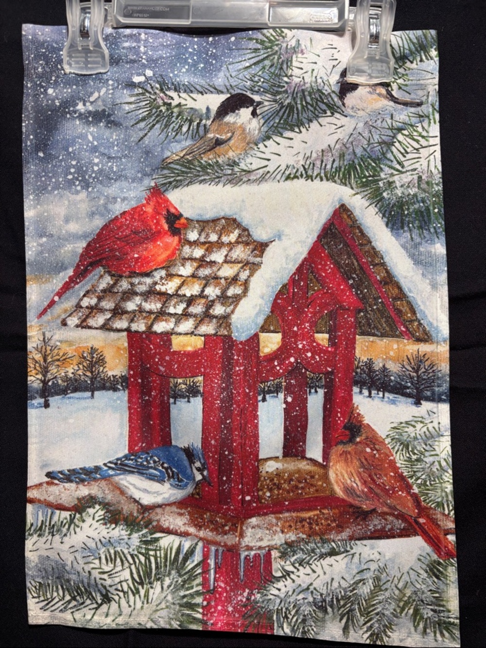 Festive Red Cardinal & Birdhouse Holiday Throw